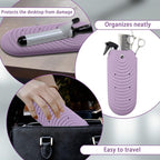 Heat Insulating Silicone Mat Pouch for Hair Styling Tools, Curling & Flat Irons Anti-Slip Travel Cover, Small Portable Straightener Pad for Curler Wands Storage, Hot Waver (Purple)