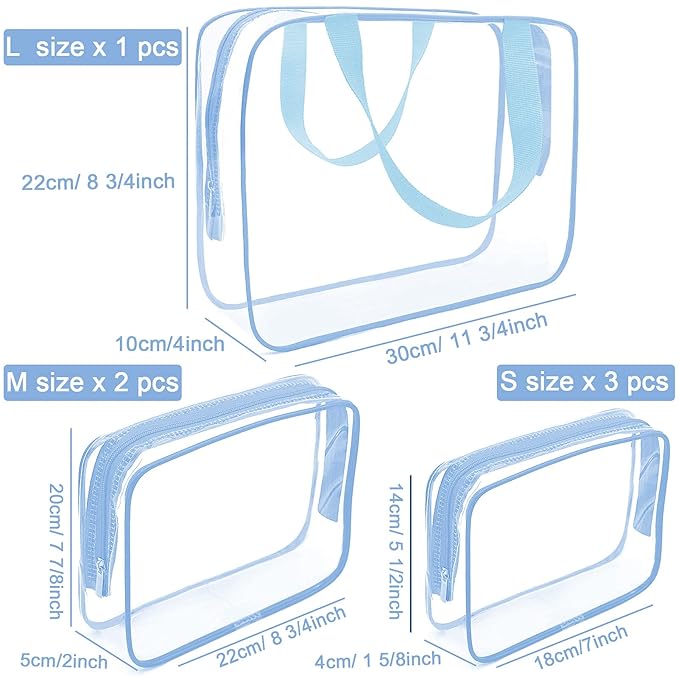 APREUTY Clear Makeup Bags, TSA Approved 6 Pcs Cosmetic Makeup Bags Set Clear PVC - Image 6
