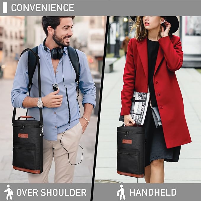 opux Wine Bag 2 Bottle Wine Tote Carrier, Insulated Wine Cooler Bag - Image 6
