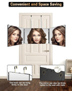 JUSRON 360 Viewing Angle Self Hair Cutting Mirror, Clear Anti-Fog HD Glass (Black Without LED Without Accessories)