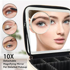 Travel Makeup Bag with LED Mirror and 10x magnifying glass with 3 Lighted - Image 2