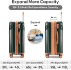 GinzaTravel Luggage Sets 3-Piece Expandable Suitcases - Image 3