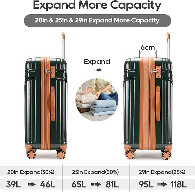 GinzaTravel Luggage Sets 3-Piece Expandable Suitcases - Image 3