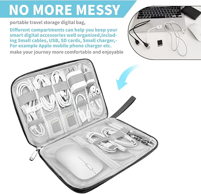 Electronics Organizer Travel Case, Electronic Accessories Storage Bag, Portable - Image 2
