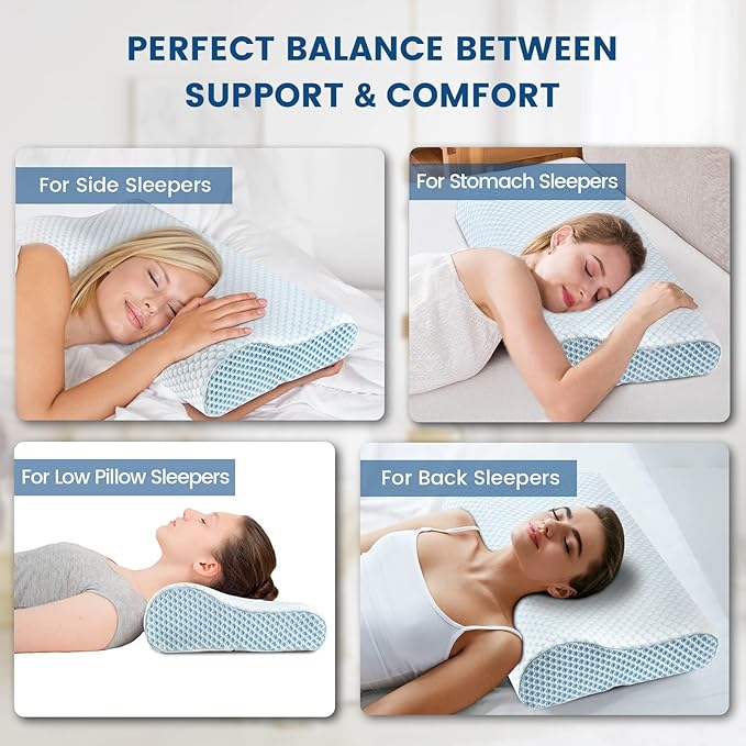 Memory Foam Bed Pillow for Sleeping, Ergonomic Cervical Contour Neck Support - Image 6