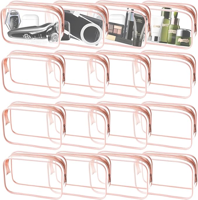 16 Pieces Clear Makeup Bags Bulk, TSA Approved Toiletry Bag by YedsIntu