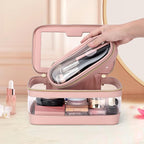 Travel Clear Makeup Bag with Makeup Brush Bag, Leather Makeup Case Toiletry Bag - Image 7