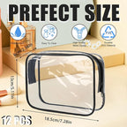 12 Pcs Clear Toiletry Bag PVC Waterproof Zippered PVC Cosmetic Makeup Carry - Image 2