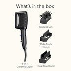 INFINITI PRO CONAIR 3-in-1 Styling Hair Dryer, 1875W Blow Dryer with 3 Styling Attachments to Detangle, Straighten, and Volumize, Tourmaline Ceramic Coating and Ionic Conditioning, Black