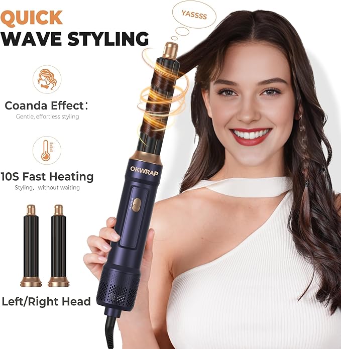 6 in ONE Blow Dryer Brush,Air Curling Iron