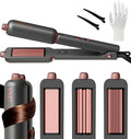 FMZ Flat Iron Hair Straightener Curler and Crimper, Professional 4 in 1 Hair Styling Irons for Straightening, Crimping, Curling, Dual Voltage, Auto Shut-Off, Small and Portable for Women Travel Home