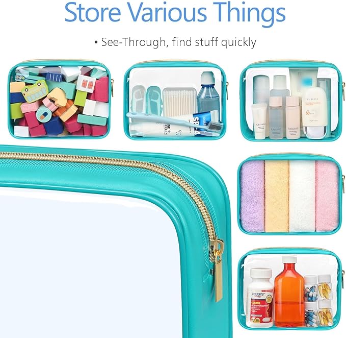 PACKISM Clear Makeup Bag, 2 Pack Upgrade Color-Edged TSA Approved Toiletry Bag - Image 6