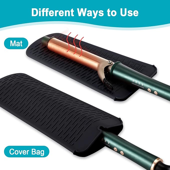 Shappy 2 Pcs Heat Resistant Hair Tools Bag Curling Iron Travel Case Cover Neoprene Flat Iron Holder Travel Case and Silicone Mat Pouch for Hot Hair Tools Storage Organizer(Flower Style)