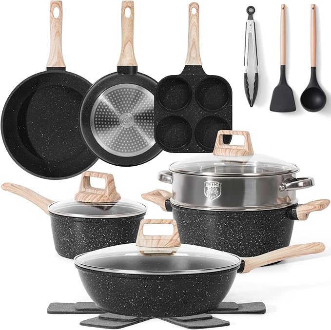 17 Pcs Pots and Pans Set Non Stick Kitchen Cookware Sets Nonstick Induction by SODAY