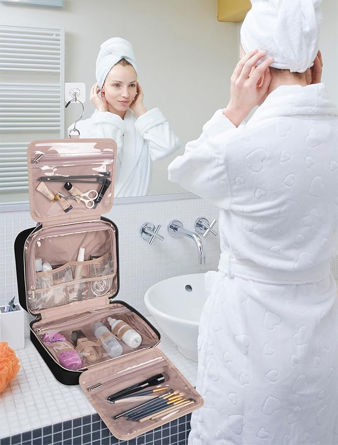 Black Toiletry Bag, Makeup Organizer, Travel Bag - Image 4