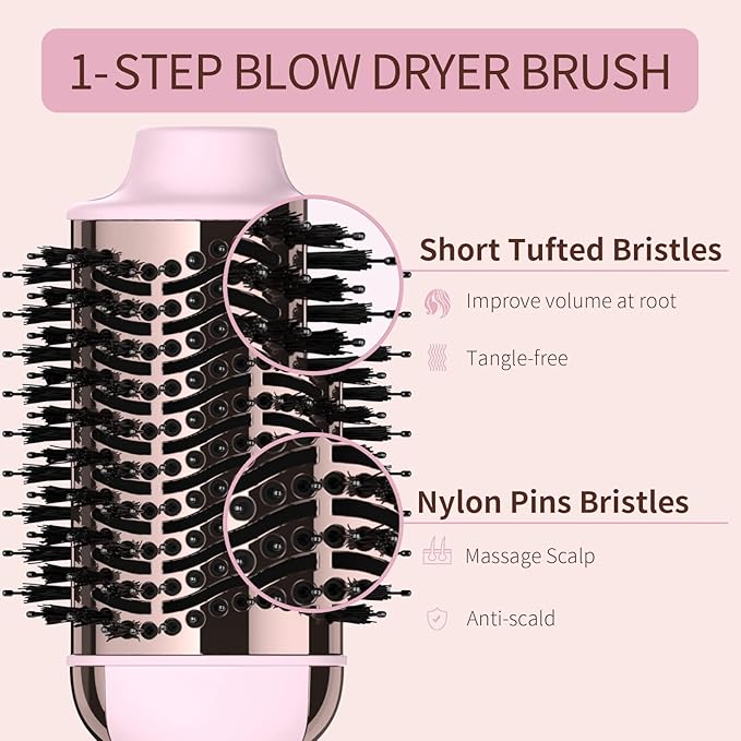 Hair Dryer Brush Blow Dryer Brush in One, Upgraded 4 in 1 Hair Dryer and Styler Volumizer with Negative Ion Anti-frizz Ceramic Titanium Barrel Hot Air Hair Straightener Brush