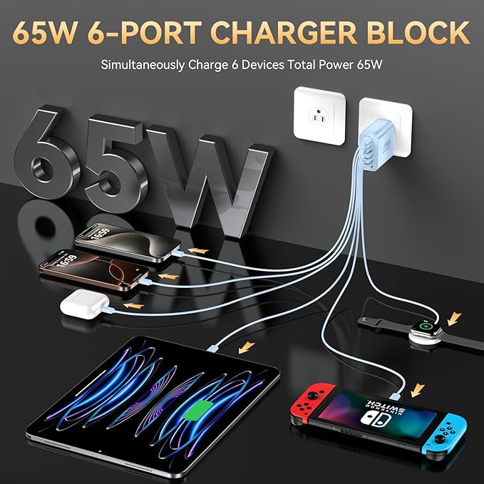 USB C Fast Charger Block, iPhone Charger Fast Charging Blocks 65W Multi Port - Image 4