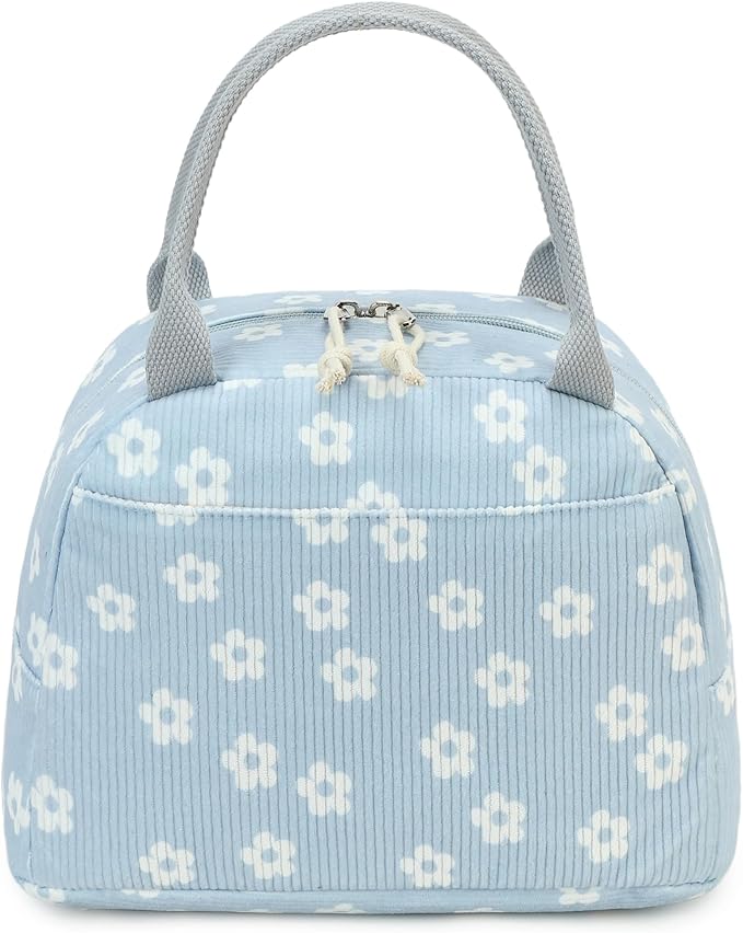 Bluboon Lunch Bag for Women Men Cute Corduroy Lunch Tote Bags Reusable - Image 2