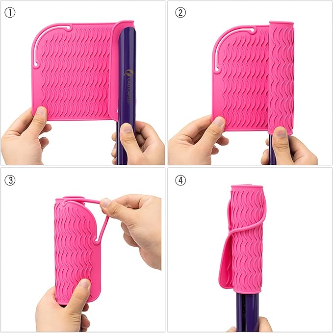 CaliCapelli Professional Heat Resistant Styling Silicone Mat for All Hair Irons, Curling Iron, Straightener Pad, Iron Flat Hair, Hair Tools Appliances Hair Dryer Salon Tools Hair Stylist (Pink)