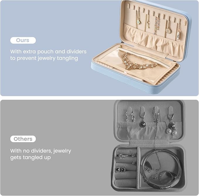 Lolalet Travel Jewelry Case for Women Girls, Travel Jewelry Organizer Box - Image 3
