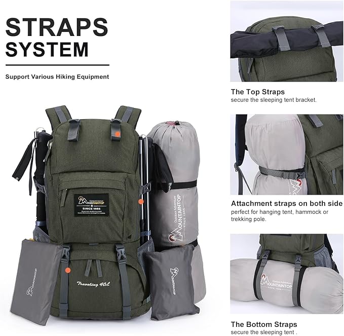 MOUNTAINTOP 40L Hiking Backpack Lightweight Travel Backpack - Image 5