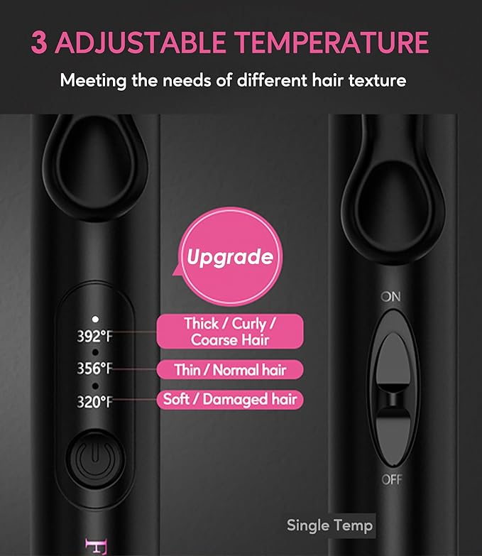Farery Mini 3 Barrel Hair Waver - Portable Beach Wave Curling Iron for Short Hair, 1/2 Inch Ceramic Crimper with 3 Temp Settings & 30s Fast Heating, Dual Voltage Travel Hair Waver for Women, Pouch Bag