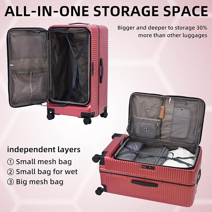 2 pieces 20/29 Aluminum Frame Carry On and Checked Luggage Set - Image 5