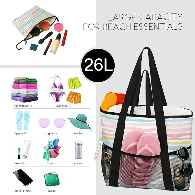 Sandproof Beach Bag with Zipper - Image 3
