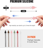 Nearockle 24Pcs Silicone Cable Ties Cord Organizer, 4.5" Reusable Cute - Image 2