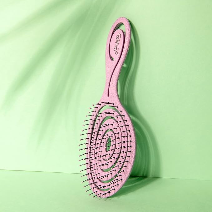 Ninabella Detangle Hair Brush for Women & Men - Does not Pull - Straightening Brushes for Straight & Curly Hair - Unique Spiral Detangling Hairbrush - Pink