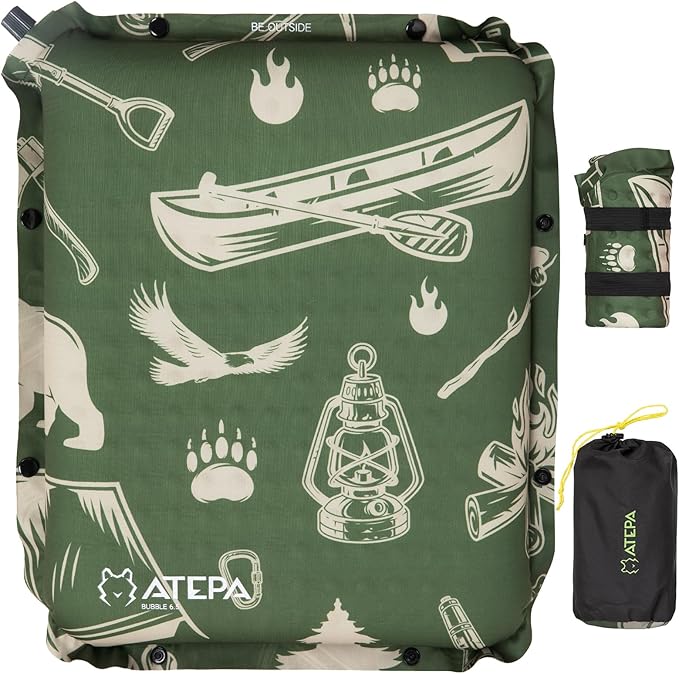 ATEPA Inflatable Stadium Seat Cushion, Self-Inflating Memory Foam Stadium Seats by ATEPA