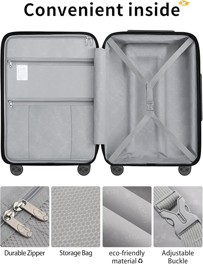 Carry On Luggage 22x14x9 Airline Approved, 20 Inch Ultra Lightweight Hardshell - Image 6