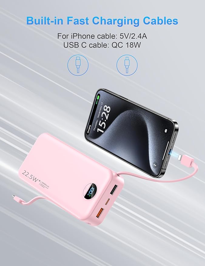 Portable Charger with Wall Plug, 20000mAh USB C Power Bank Fast Charging - Image 5