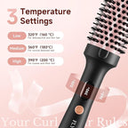 Thermal Brush, 1 1/2 inch Heated Round Brush with 3 Temperature Settings, Easy to Create Blowout Look, Pouch and Dual Voltage for Travel