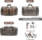 Wildroad 60L Travel Duffel Bag, Expandable Canvas Genuine Leather Duffle Bag - Image 5