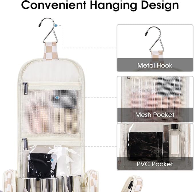 Narwey Hanging Toiletry Bag for Women Travel Makeup Bag Organizer Toiletries - Image 4