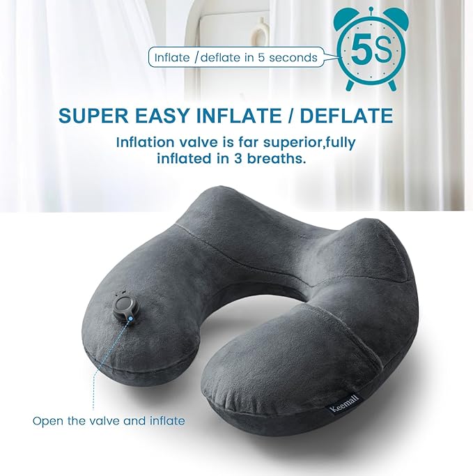 Inflatable Travel Pillows for Airplanes, Easy Blow Up Inflatable Travel Neck - Image 3