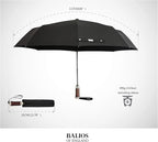 Balios Travel Umbrella Luxurious Golden Hardwood Handle Auto Open & Close - Image 4