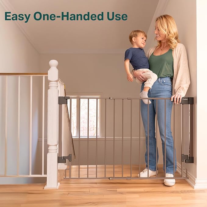 Cumbor 29.2–43" Baby Gate for Stairs, Wall-Mounted, Expandable No Bottom Bar - Image 7
