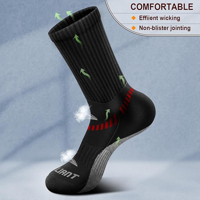 BULLIANT Compression Socks for Men 6Pairs, Athletic Crew Socks Cushioned For - Image 5