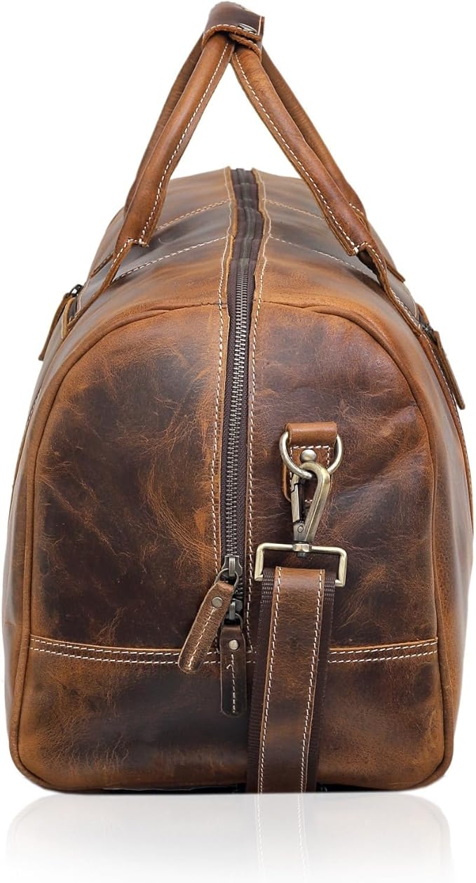 Leather Travel Duffel Bags for Men and Women Full Grain Leather Overnight - Image 5