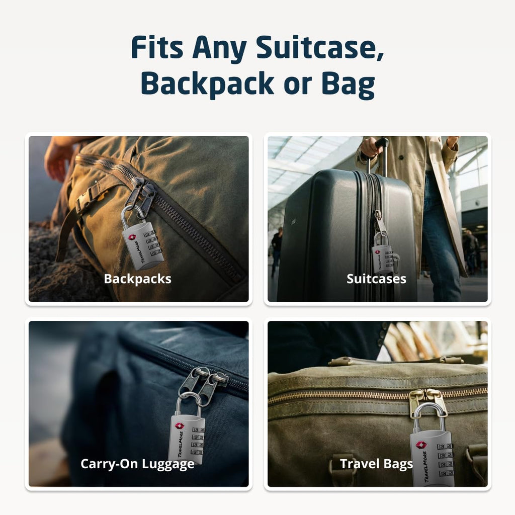 Luggage Locks TSA Approved (3 Pack / Silver)