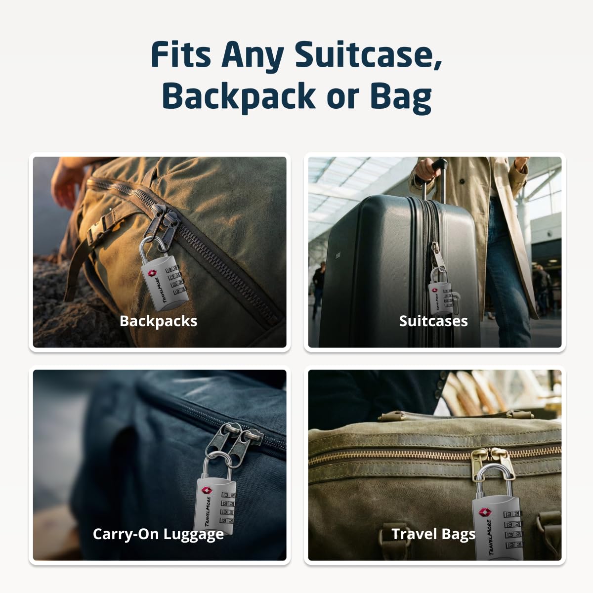 Luggage Locks TSA Approved (3 Pack / Silver)