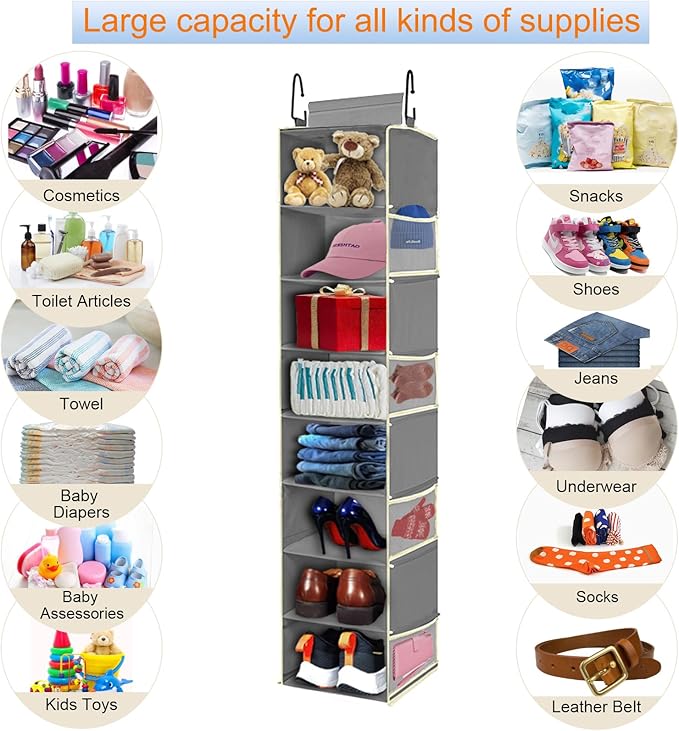 2 Pack Large-Sized Hanging Shoe Organizer 8-Shelf, Hanging Closet Organizer - Image 6