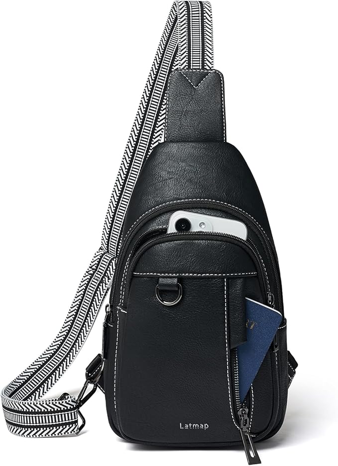 7L Sling Bag for Women Men Leather Small Sling Backpack Daypack Anti Theft by LATMAP