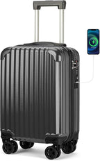 Personal Item Small Suitcase 18x14x8 Inches Hardside Built In TSA Lock & USB by Boardingblue