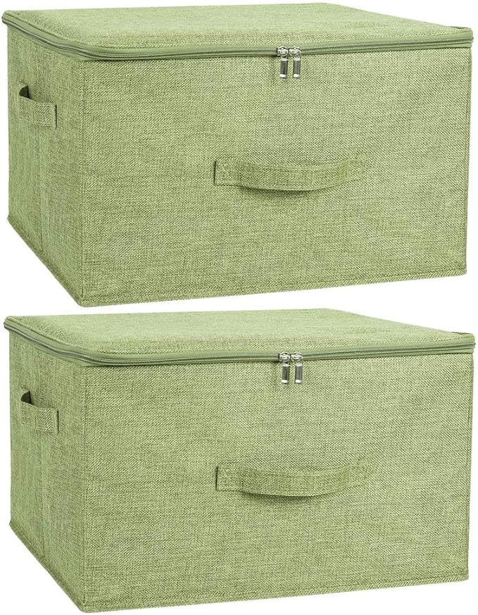 ANMINY 2PCS Storage Bins with Zipper Lids 51.9 Qt Lidded Fabric Storage Boxes by ANMINY