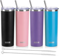 koodee 20 oz Tumbler with Lid and Straw-4 Pack Skinny Tumbler Stainless Steel by koodee