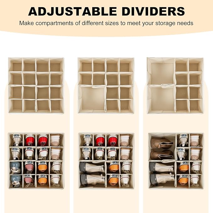 Shoe Organizer for Closet, Foldable Shoe Storage Bins - Image 2