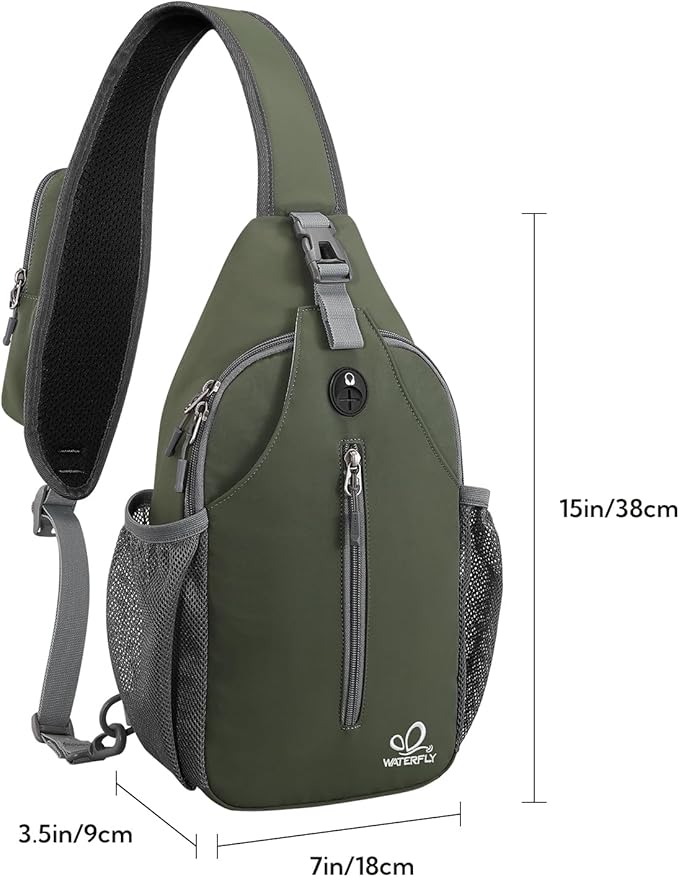 WATERFLY Crossbody Sling Backpack Sling Bag Travel Hiking Chest Bag Daypack - Image 3